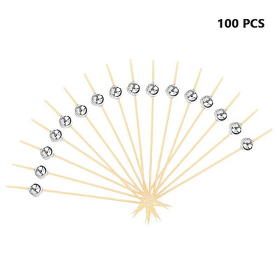 100 bucăți 12 cm margele de aur bețișoare de fructe din bambus Salată de fructe Gustare furculiță Cocktail Decor Tort Bufet Scobitori Accesorii pentru petreceri de nuntă