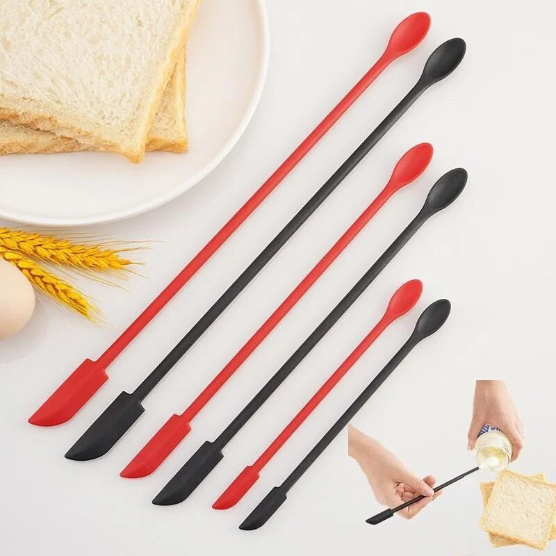 3 bucăți/set spatulă din silicon rezistentă la căldură cu mâner lung Racletă cu două capete și lingură Spatulă pentru gem Gadget de bucătărie Accesorii de bucătărie