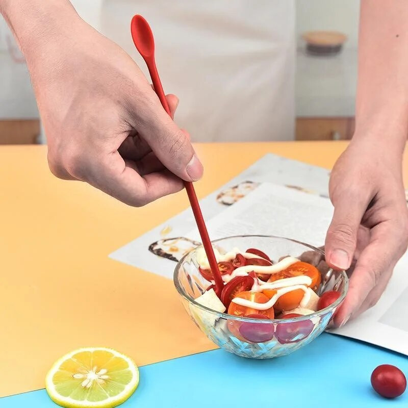 3 bucăți/set spatulă din silicon rezistentă la căldură cu mâner lung Racletă cu două capete și lingură Spatulă pentru gem Gadget de bucătărie Accesorii de bucătărie