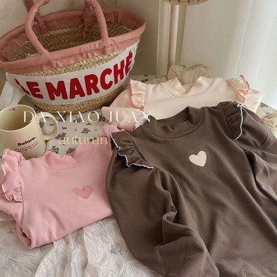 Baba alsó ing ősz tél új lány félig magas nyakú szerelem hosszú ujjú felsők koreai gyerekeknek sokoldalú, édes pulóver