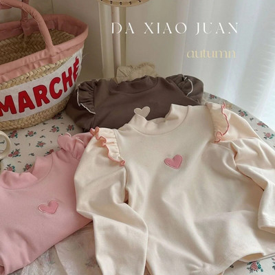 Baba alsó ing ősz tél új lány félig magas nyakú szerelem hosszú ujjú felsők koreai gyerekeknek sokoldalú, édes pulóver