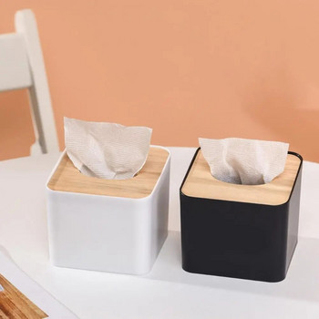 Обикновен държач за съхранение на кърпички Черна/бяла кутия за съхранение на кърпички Миеща се неплъзгаща се модерна поставка за съхранение на кърпички