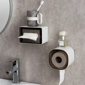 Többcélú falra szerelhető WC-papír tartó Vízálló WC-tekercs adagoló Eldobható törölköződoboz Fürdőszoba kiegészítők