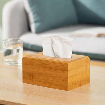 Уникална дървена кутия за кърпички Поставка за хартия Квадратна кутия за салфетки за баня или маса за хранене Стилен органайзер за салфетки Поставка за салфетки