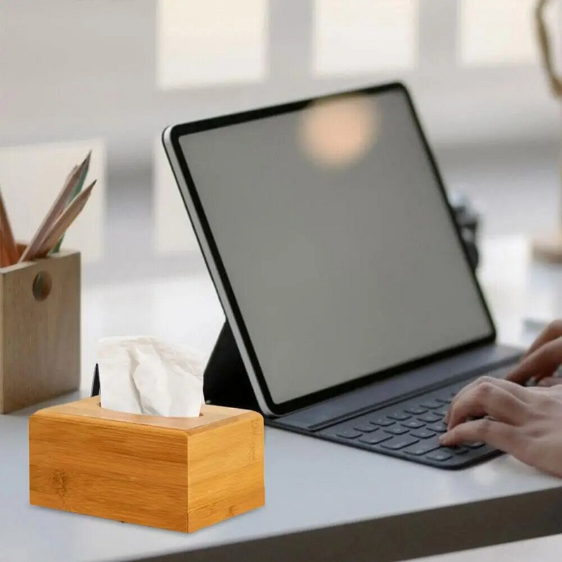 Suport unic din lemn pentru șervețele Cutie pătrată pentru șervețele pentru baie sau masă Organizator elegant pentru șervețele Suport pentru șervețele