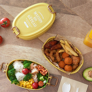 Кутия за обяд Проста японска здравословна храна Двуслоен дизайн Опростен стил Колокация на месо и зеленчуци Кутия за плодове Кутия за закуски