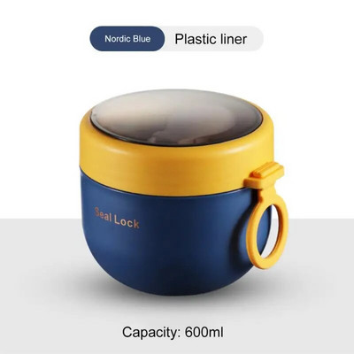 600 ml cești pentru mic dejun cereale, nuci, iaurt, salată, supă, recipient cu furculiță, cuptor cu microunde, pentru depozitarea alimentelor, cutie bento, cutie de prânz