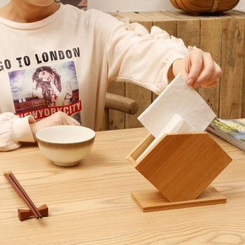Кутия от бамбукова кърпичка Кубична форма на ветрило Кутии с държач за хартиени салфетки Дропшиппинг