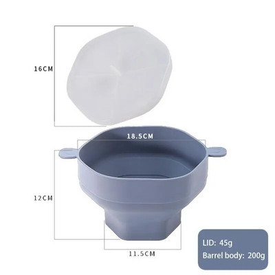 Silikoninis spragėsių dubuo su dangteliu Mikrobangų spragėsių kibiras Kūrybinis sulankstomas kukurūzų spragėsių gaminimo aparatas, atsparus aukštai temperatūrai