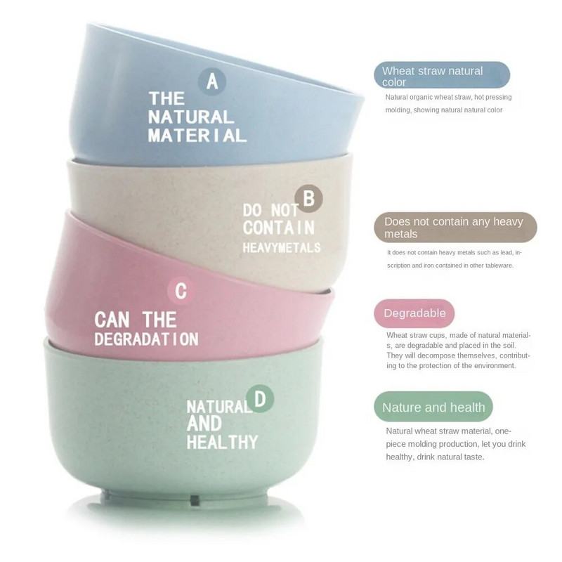 Búzaszalma tál Gyümölcs Zöldség Desszert Rizstál Biztonságos Háztartási étkészlet Konyhai Étkezés