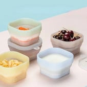 Stovyklavietės dubuo sulankstomas silikoninis sulankstomas dubuo priešpiečių dėžutė salotų dubens dangtelis Išplečiamas maisto laikymo konteineris Nešiojama Bento dėžutė