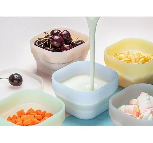 Stovyklavietės dubuo sulankstomas silikoninis sulankstomas dubuo priešpiečių dėžutė salotų dubens dangtelis Išplečiamas maisto laikymo konteineris Nešiojama Bento dėžutė