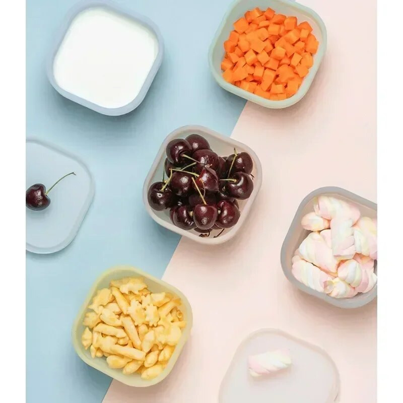 Stovyklavietės dubuo sulankstomas silikoninis sulankstomas dubuo priešpiečių dėžutė salotų dubens dangtelis Išplečiamas maisto laikymo konteineris Nešiojama Bento dėžutė