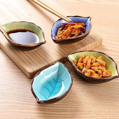 1db Kézműves levelek Kerámia tányérok Konyhai ecetes fűszeres szósz Kínai étkészlet Japán sushi edények uzsonnatál