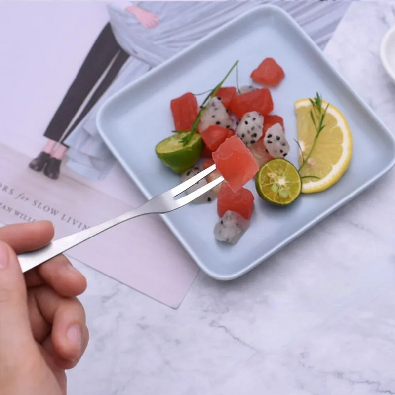 Nerūdijančio plieno vaisių šakutės Desertinės šakutės Puikus mini šakučių rinkinys Užkandžių pyragas Desertinės šakutės Kavinė Namų vakarėlis Restoranas Stalo reikmenys