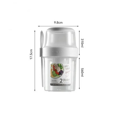 Mic dejun Făină de ovăz Cereale Sigiliu Cupă pentru salată Recipient portabil cu două straturi pentru pahare cu furculiță Capac pentru pahare Tuppers Alimente Bol conic Cutie de prânz