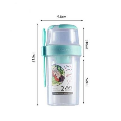 Mic dejun Făină de ovăz Cereale Sigiliu Cupă pentru salată Recipient portabil cu două straturi pentru pahare cu furculiță Capac pentru pahare Tuppers Alimente Bol conic Cutie de prânz