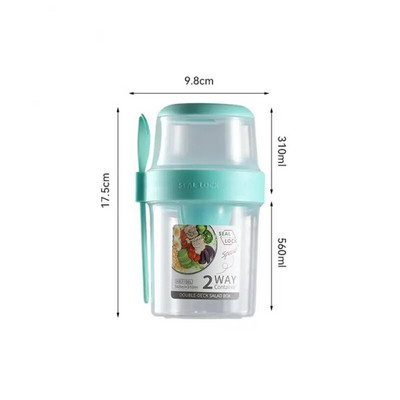 Mic dejun Făină de ovăz Cereale Sigiliu Cupă pentru salată Recipient portabil cu două straturi pentru pahare cu furculiță Capac pentru pahare Tuppers Alimente Bol conic Cutie de prânz