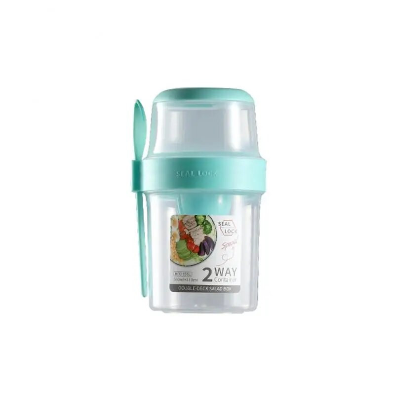 Mic dejun Făină de ovăz Cereale Sigiliu Cupă pentru salată Recipient portabil cu două straturi pentru pahare cu furculiță Capac pentru pahare Tuppers Alimente Bol conic Cutie de prânz