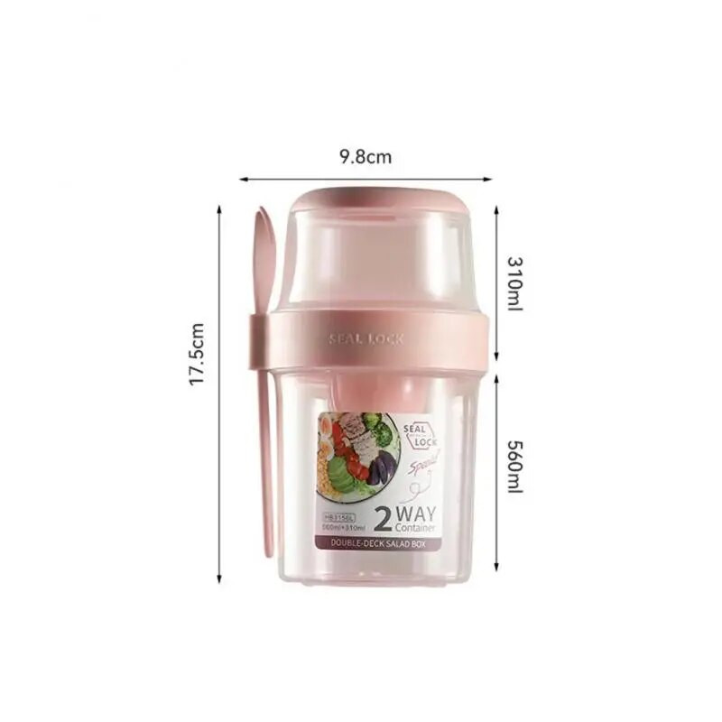 Mic dejun Făină de ovăz Cereale Sigiliu Cupă pentru salată Recipient portabil cu două straturi pentru pahare cu furculiță Capac pentru pahare Tuppers Alimente Bol conic Cutie de prânz