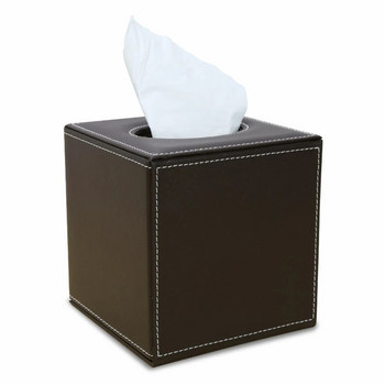 PU кожена квадратна кутия за лицеви салфетки Елегантен плот Контейнер за кърпи за хартиени салфетки за домашна всекидневна