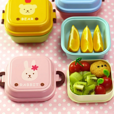 Нова анимационна здравословна пластмасова кутия за обяд Микровълнова фурна Кутии за обяд Bento Контейнер за храна Съдове за хранене Kid Childen Fiambrera Infantil