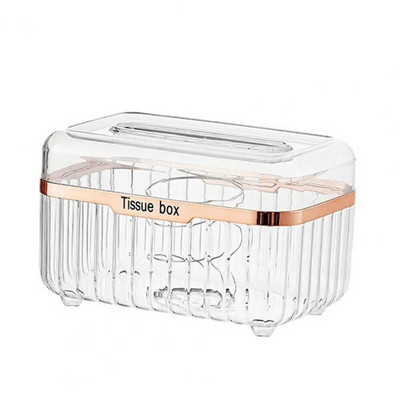 Suport pentru șervețele încorporat cu primăvară, transparentă, cutie de șervețele vizibilă, cutie de distribuitor de șervețele de birou cu scrisori de modă modernă