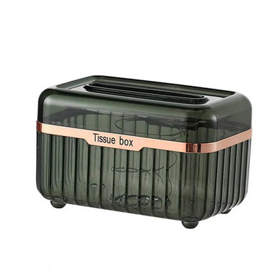 Suport pentru șervețele încorporat cu primăvară, transparentă, cutie de șervețele vizibilă, cutie de distribuitor de șervețele de birou cu scrisori de modă modernă