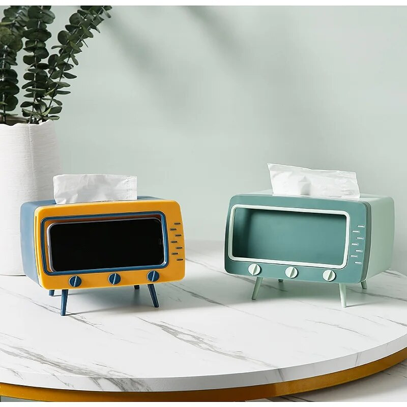 Retro Rádió Modell Segéddoboz Asztali papírtartó Vintage adagoló Tároló Szalvéta tok Szervező Dísz Nedves törlőkendő Dekoráció