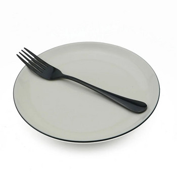 JANKNG Μαύρο πιρούνι για δείπνο Πολύχρωμο σερβίτσιο με ουράνιο τόξο Κορεάτικα μαχαιροπίρουνα επιδόρπιο πιρούνι σαλάτας με μακριά λαβή Επιτραπέζια σκεύη Πιρούνια μαχαιροπίρουνα