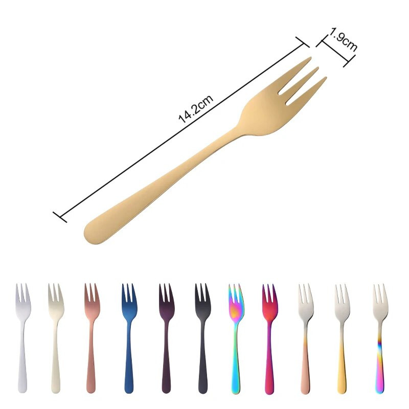 Set de tacâmuri portabil cu furculiță pentru fructe, 2 buc. Furculițe pentru tort, din oțel inoxidabil, auriu, aur, roz, pentru salată, furculiță pentru desert, set de tacâmuri pentru gustare