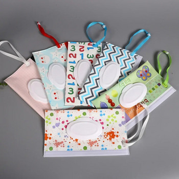 1PCS Екологична чанта за мокри кърпички Кутия за бебешки кърпички Кутия за мокри кърпички Почистващи кърпички Чанта с цип Калъф за контейнер с каишка с мида