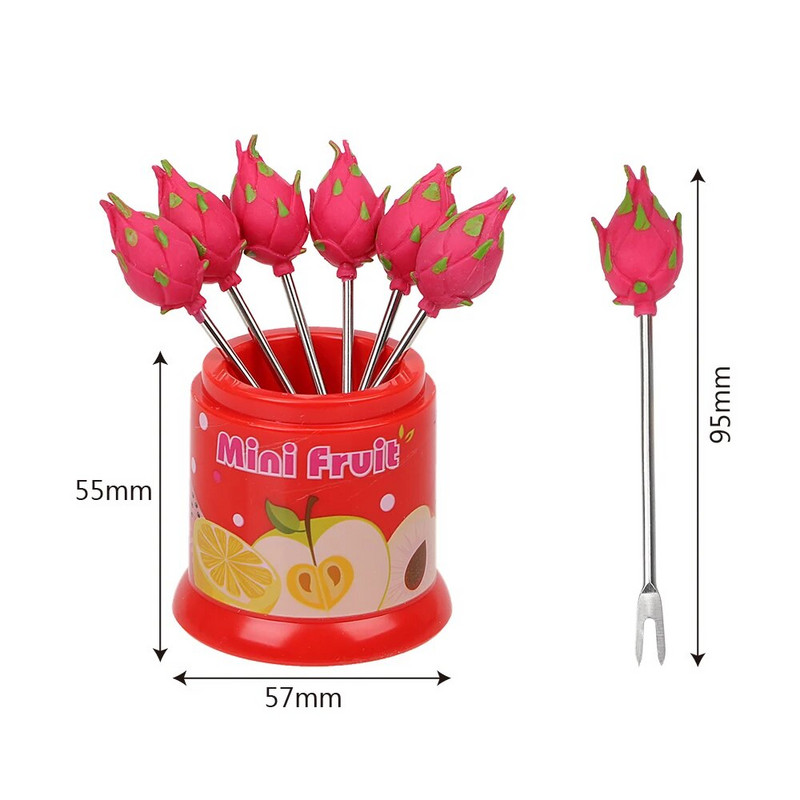 6 db/Szett Aranyos Snack Cake Desszert Élelmiszer Villa gyerekeknek Rozsdamentes acél Gyümölcsmintás Étel Gyümölcs Pick Fogpiszkáló Konyhai Party