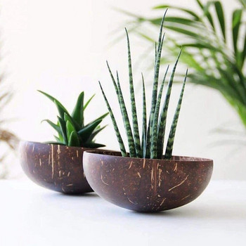 Kókuszos tálak turmixtál és kanál ajándék természetes kézzel készített, vegánoknak reggeli, parti fagylalt gabonapehely