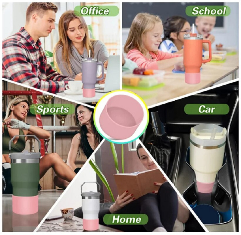 Cizma din silicon de 7,5 cm pentru paharul Stanley Quencher Adventure de 40 oz Manșon inferioară pentru sticla de apă de 30 oz și 20 oz