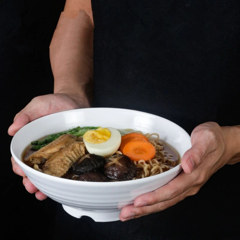 Melamin fehér tészta tál sűrített japán stílusú ramen tálak utánzat porcelán műanyag rizstál Konyhai edények
