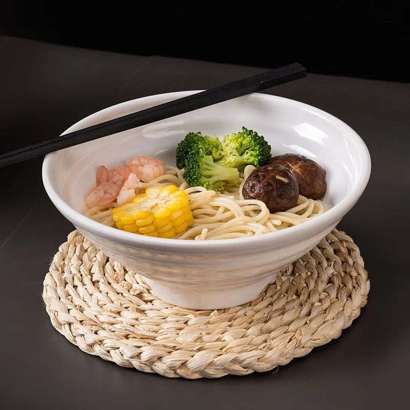 Melamin fehér tészta tál sűrített japán stílusú ramen tálak utánzat porcelán műanyag rizstál Konyhai edények