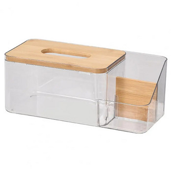 Кутия за кърпички с кръгъл отвор Държач за кутия за кърпички Дървено покритие Кутия за кърпички Държач за съхранение на дистанционно управление за кухненска стая