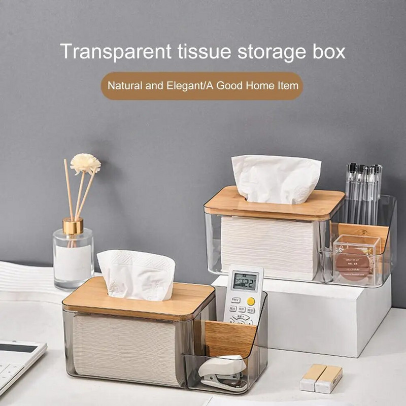 Tissue doboz kereken nyíló papírzsebkendő-tartóval, fából készült fedeles papírzsebkendős doboz távirányítós tároló tartó konyhához