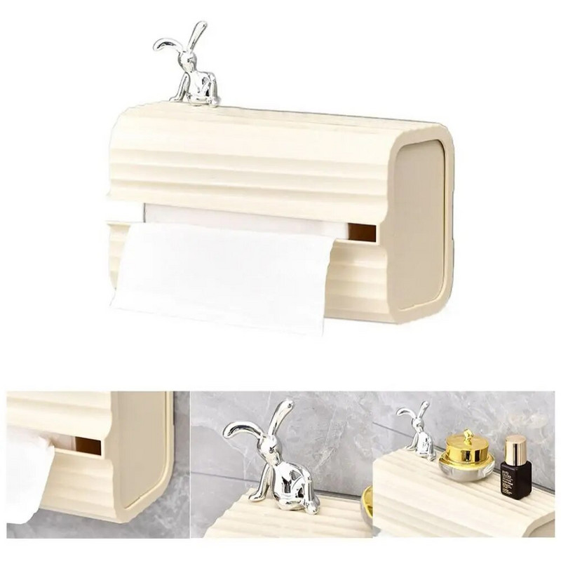 Cutie de șervețele montată pe perete pentru prosoape de hârtie Suport pentru hârtie montat pe perete, fără perforare, de capacitate mare Cutie de depozitare creativă pentru șervețele de bucătărie