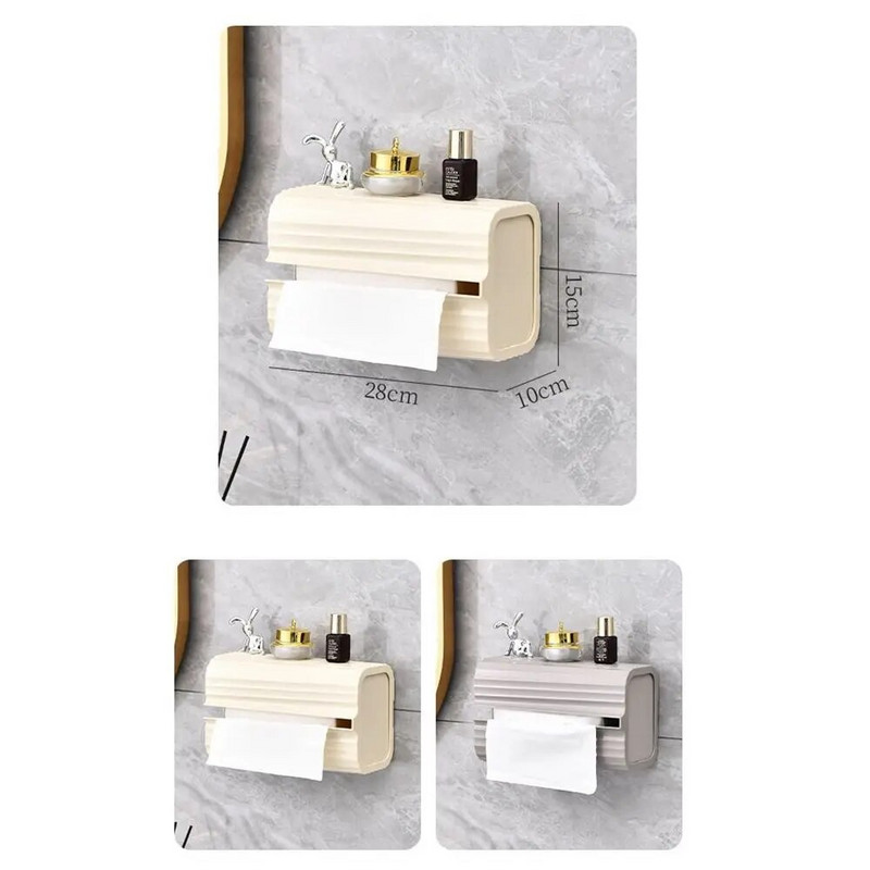 Cutie de șervețele montată pe perete pentru prosoape de hârtie Suport pentru hârtie montat pe perete, fără perforare, de capacitate mare Cutie de depozitare creativă pentru șervețele de bucătărie