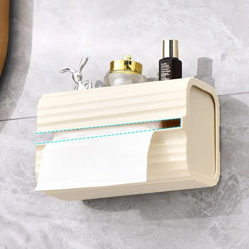 Cutie de șervețele montată pe perete pentru prosoape de hârtie Suport pentru hârtie montat pe perete, fără perforare, de capacitate mare Cutie de depozitare creativă pentru șervețele de bucătărie