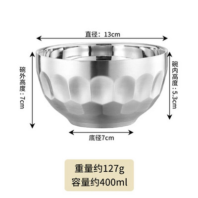 11,5–14 cm Kūrybiniai 304 nerūdijančio plieno dubenys greitai paruošiamų makaronų sriubos dubuo sutirštintų ryžių vaisių patiekalų dubuo Vaikų mokyklos viešbučių reikmenys