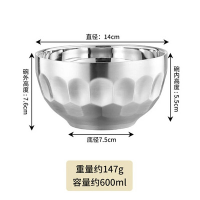 11,5–14 cm Kūrybiniai 304 nerūdijančio plieno dubenys greitai paruošiamų makaronų sriubos dubuo sutirštintų ryžių vaisių patiekalų dubuo Vaikų mokyklos viešbučių reikmenys