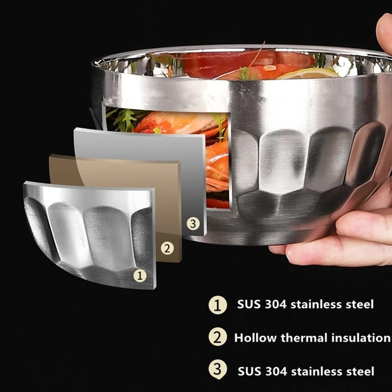 11,5-14 cm kreatív 304 rozsdamentes acél tálak instant tészta leveses tál sűrített rizses gyümölcstál tál gyerekeknek iskolai szállodai kellékek