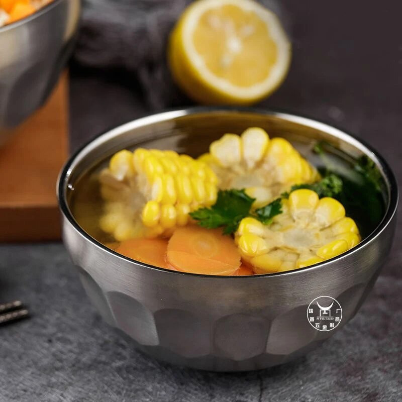 11,5-14 cm kreatív 304 rozsdamentes acél tálak instant tészta leveses tál sűrített rizses gyümölcstál tál gyerekeknek iskolai szállodai kellékek