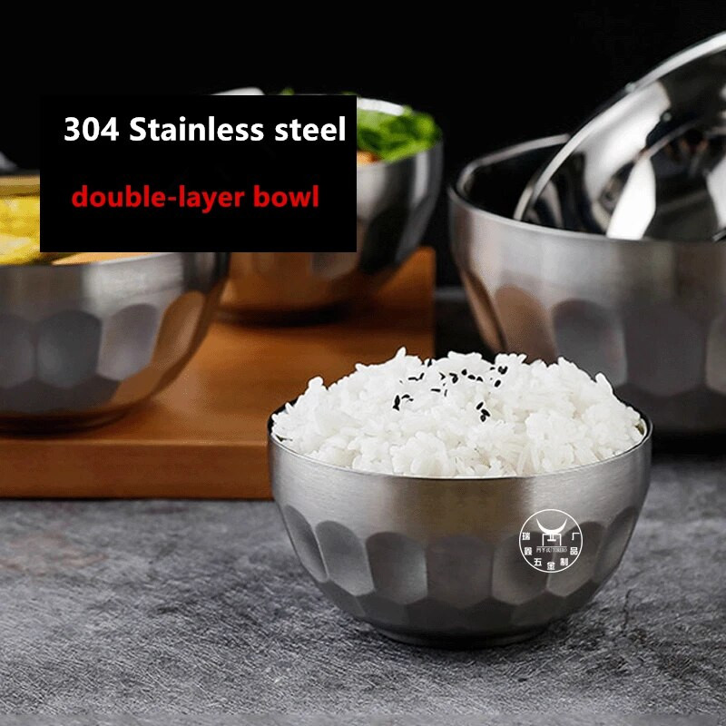 11,5-14 cm kreatív 304 rozsdamentes acél tálak instant tészta leveses tál sűrített rizses gyümölcstál tál gyerekeknek iskolai szállodai kellékek