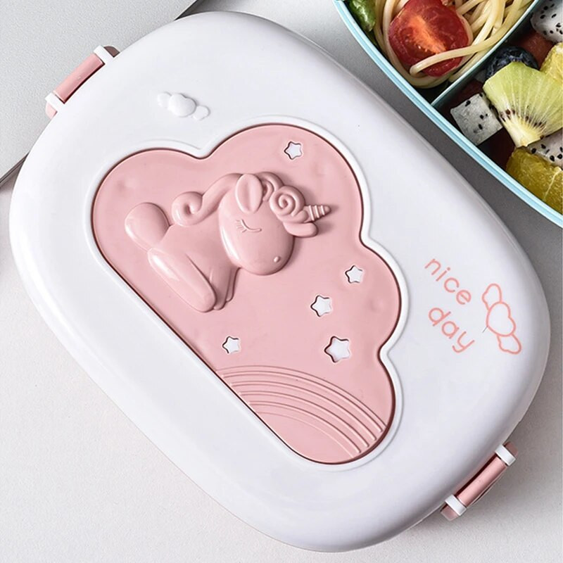 Cutie de prânz drăguță pentru copii, compartimente pentru microwae Bento, cutie de prânz pentru copii, școală pentru copii, în aer liber, camping, picnic, container portabil pentru alimente