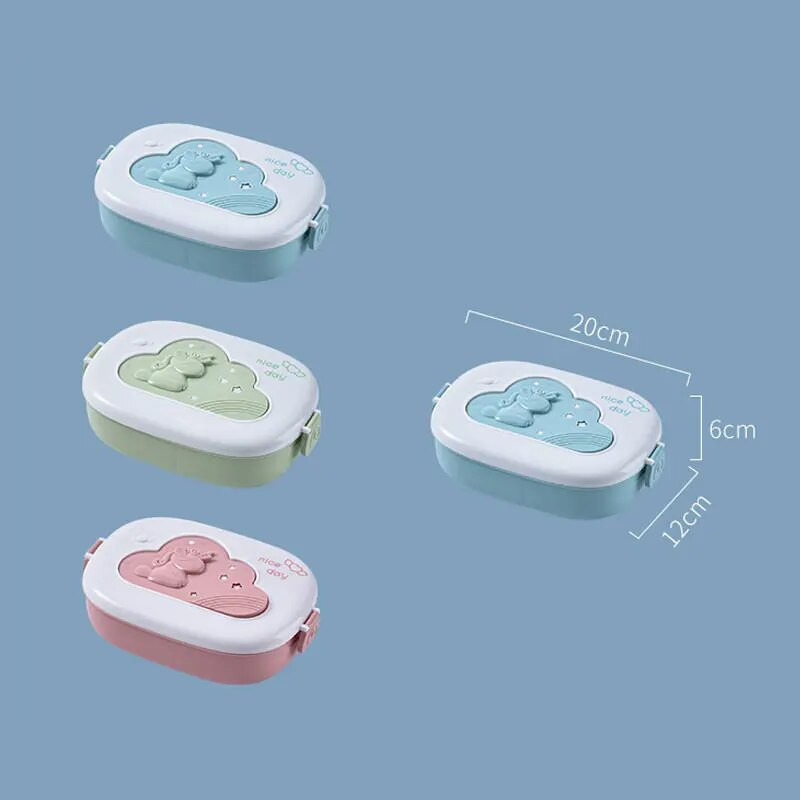 Cutie de prânz drăguță pentru copii, compartimente pentru microwae Bento, cutie de prânz pentru copii, școală pentru copii, în aer liber, camping, picnic, container portabil pentru alimente