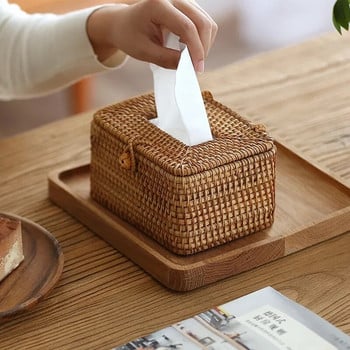Rattan Tissue Box Επιτραπέζιο Θήκη χαρτιού τουαλέτας Απλή θήκη χαρτοπετσέτας Χειροποίητη υφαντό χαρτομάντηλο αυτοκινήτου Διακόσμηση σπιτιού